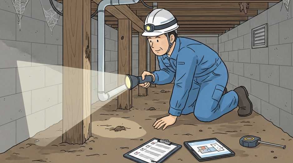 床下点検調査のイラスト